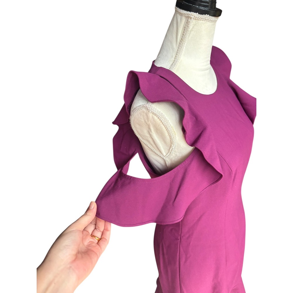 Cinq a Sept Micah Jewel Neck Open Shoulder Sheath Crepe Cocktail Dress - 10 - Picture 4 of 9